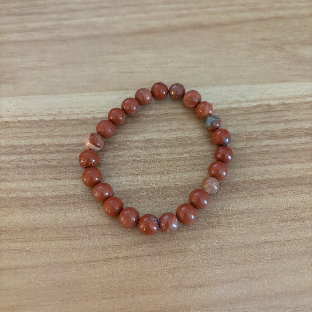 Red jasper gemstone beaded bracelet